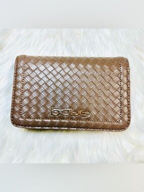 bebe Woven Crossbody Wallet - Tan
